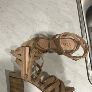 XOXO Tan Strappy Block Heel Sandals